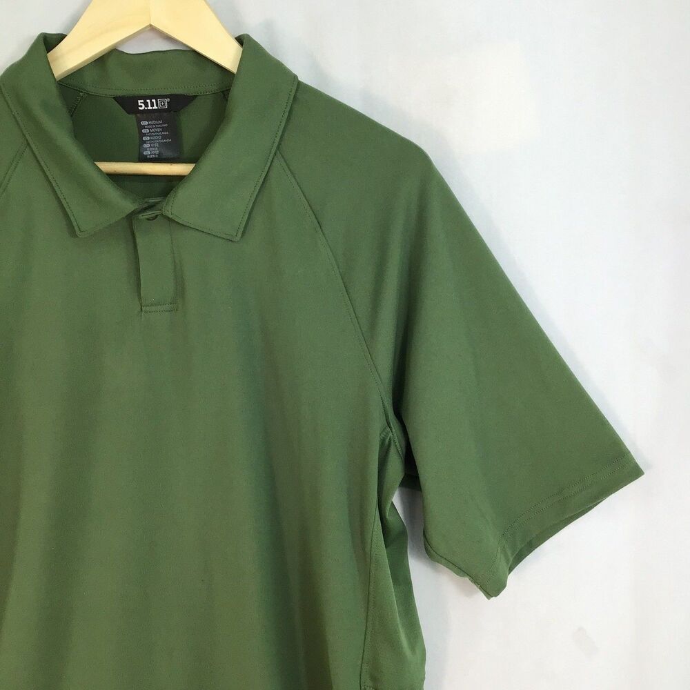 5.11 Tactical Polo Shirt Mens Medium Soft Moss Green Untucked Combat Casual Soft
